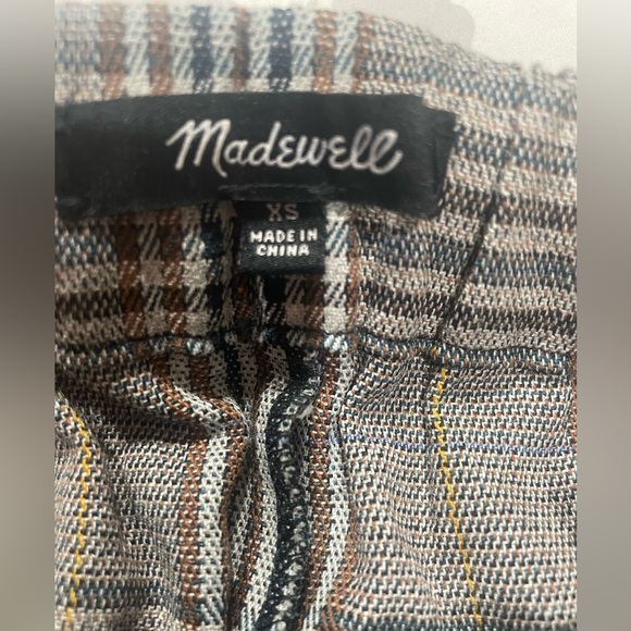 Madewell Wide-Leg flat front Pants in Plaid, elastic comfortable XS/S EUC - Picture 6 of 6